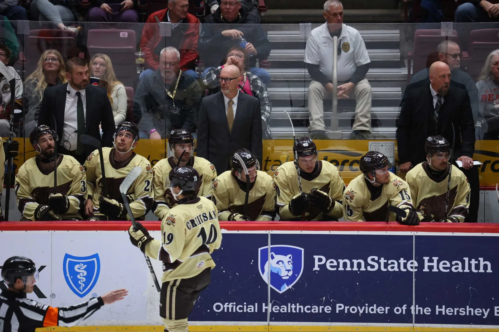 Derek King on the Hershey Bears bench