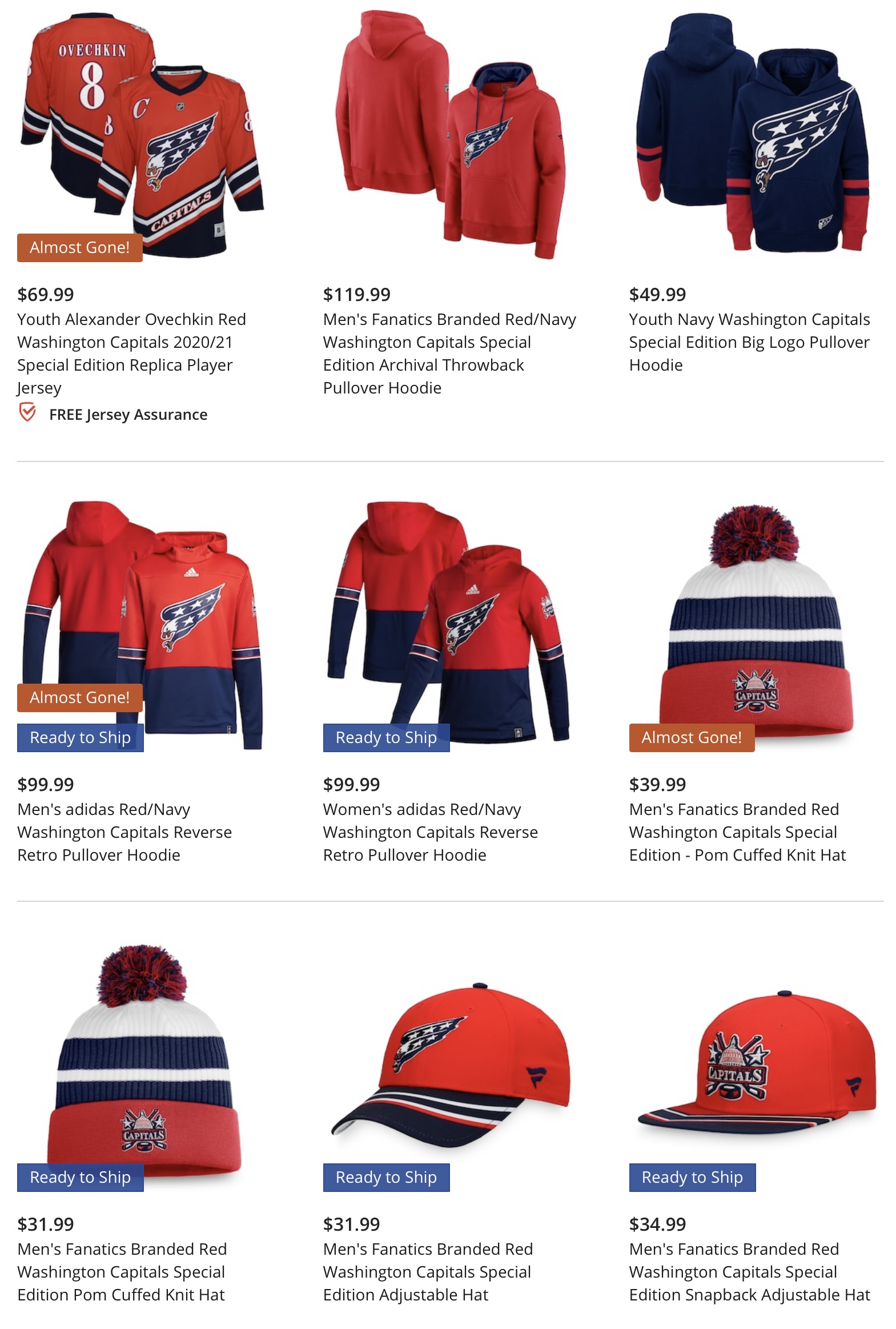 Capitals Reverse Retro jerseys sold out online in record time on Tuesday.  Here are the best places to buy moving forward.